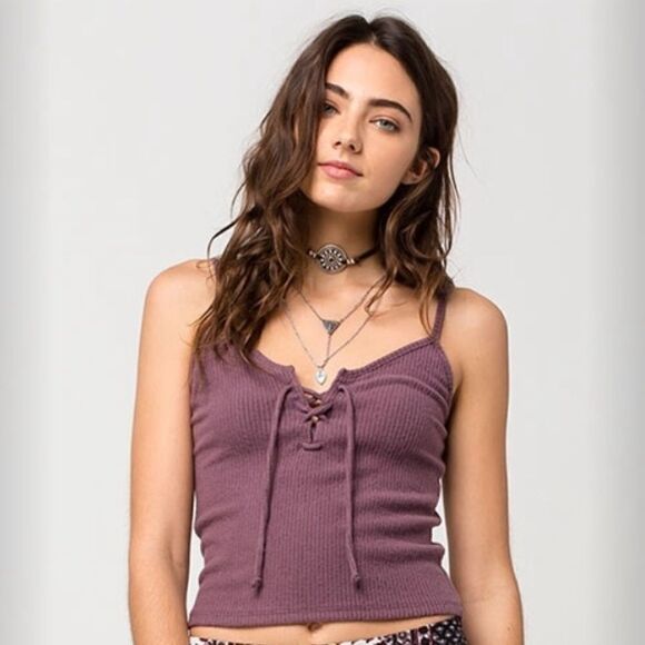 Tilly's Purple Lace Up Tank - Picture 1 of 4